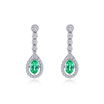 Oval Halo Drop Earrings